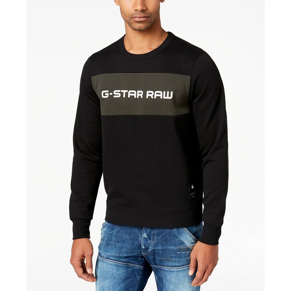 G-Star Raw Swando Block R Crewneck Sweatshirt XL Black Olive D08685-9841-7242